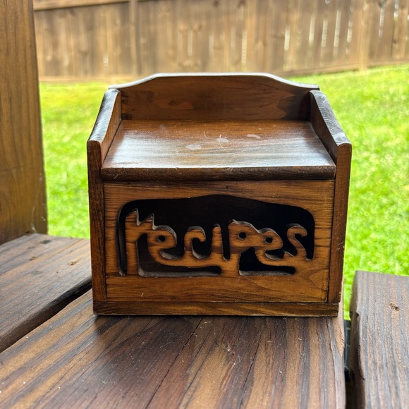 Other - Vintage Wood Recipe Box
